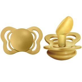BIBS Pacifiers - Couture Collection | BPA-Free Baby Pacifier | Made in Denmark | Set of 2 Mustard Color Premium Soothers | Size 0-6 Months