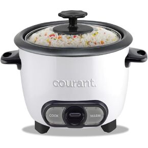 Courant Rice Cooker 8-Cup (Cooked), Removable Non-Stick Bowl, One Touch Rice Cooker, Black