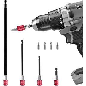 4Pcs Drill Extension Bit Holder with 4 Bits, 60mm/100mm/150mm/200mm Drill Extension Bit Holder, Adjustable Depth Screwdriver for Impact Driver Screws Nuts(as shown,size:8pcs)
