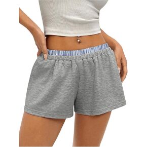 Milumia Women's Striped Low Waisted Sweat Shorts Patchwork Casual Lounge Shorts