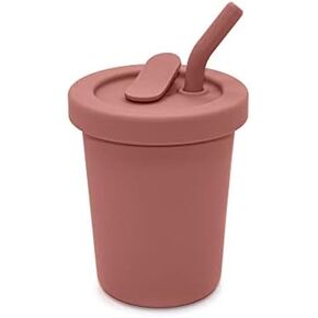 Straw Cup | 100% Food-Grade Silicone | Spill-Proof | Non-Slip & Soft | Dishwasher Friendly | Fern | Size 8 Oz