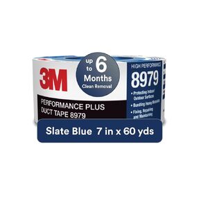 3M Performance Plus 8979 Duct Tape Heavy Duty, Slate Blue, 48 mm x 55 m, 12.1 mil, 6 Month Clean Removal, Resists UV and Weather for up to 12 Months, Tears Cleanly, Curl-Resistant, 3 Rolls