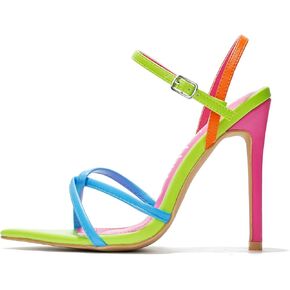 Cape Robbin Strappy Heels for Women - Slingback Heels for Women - Sandal Heels Sling Back Heels - Women Pointed Heels (Emylee)