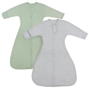 Transition Swaddle Baby Sleep Sack 3-6 Months, Transitional Swaddle Sack Arms Up Swaddle with Mitten Cuffs, 2-Pack Baby Transition Sleepsack with 2-Way Zipper 0.8 Tog 100% Cotton Arms in/out (Medium)