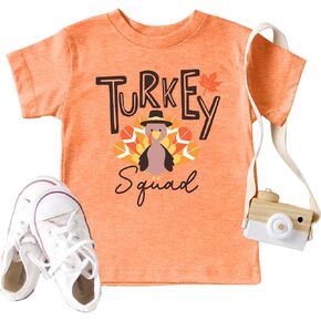 Thanksgiving Shirt Toddler Boys Girls Turkey Squad Graphic T-Shirt Fall Thankful Tee Tops