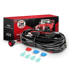 Nilight LED Light Bar Wiring Harness Kit - 1 Lead 12AWG Heavy Duty 12V On Off Switch Power Relay Blade Fuse for Off Road LED Work Light,2 Years Warranty