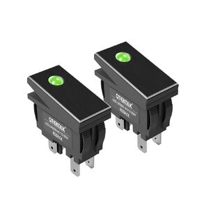 QTEATAK KCD3 DPST Boat Rocker Switch On/Off 4-Pin 2-Position Snap AC 250V Ith:16A Red LED Black Panel Boat Rocker Toggle Switch - 2Pack