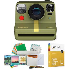 Polaroid Now 2nd Generation I-Type Instant Film Camera (Forest Green), Shoot and Print Bundle with Magnetic/Hanging Photo Frames and Color Instant Film (8 Exposures) (3 Items)