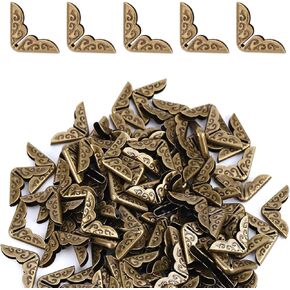 100pcs Metal Book Corner Protectors, Vintage Book Corner Covers Decorative Paperback Book Edge Protector for Photo Album Notebook Scrapbook Menu File Folder (Bronze)
