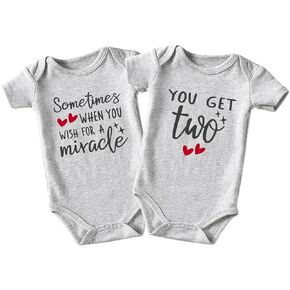 shlrzy Wish One Get Two Baby Twin Outfits For Boy And Girl Newborn Twins Baby Items Must Haves Twin Baby Bodysuit