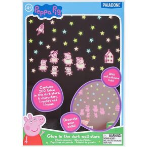 Peppa Pig Glow in The Dark Wall Decals - Officially Licensed Bedroom Decor, Includes Self Adhesive 200 Stars, 6 Characters, Rocket & House, Accessories for Toddlers Room | Paladone