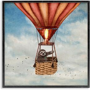 Stupell Industries Sloth in Hot Air Balloon Framed Giclee Art by Paula Belle Flores