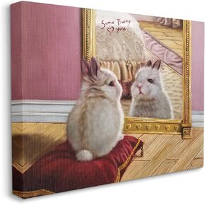 Stupell Industries Some Bunny Loves You Adorable Rabbit in Mirror, Designed by Lucia Heffernan Canvas Wall Art, Pink