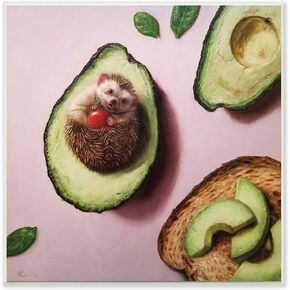 Stupell Industries Adorable Hedgehog Resting in Avocado, Designed by Lucia Heffernan Wall Plaque, 12 x 12, Green