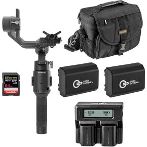 DJI Ronin-SC Handheld 3-Axis Gimbal Stabilizer for Sony Mirrorless Camera, (a7 III, a7RIII, a7R IV, a6600) Pro Video Bundle with Bag, 64GB SD Card, 2 Green Extreme NP-FZ100 Battery, Dual Charger
