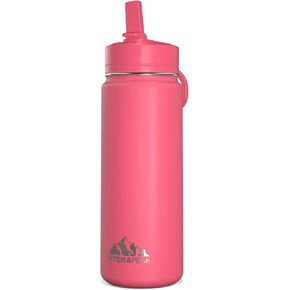 Hydrapeak Mini 20oz Water Bottle with Straw Lid, Stainless Steel Double Wall Insulated Water Bottle | Leak-Proof and Spill-Proof Water Bottle, Cold for 24 Hours (Navy)