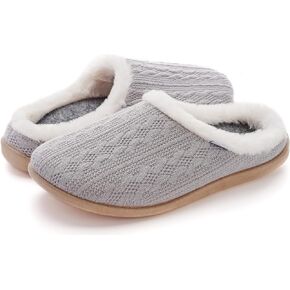 WHITIN Women Arch Support Fuzzy Knitted Slipper Warm Slip On House Shoes