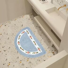 ABREEZE Floral Rose Bathroom Rugs Mats 20x31inch,Soft Shaggy Water Absorbent Non-Slip Mat Microfiber Bath Mat Shower Mat Door Mat Kitchen Mat Rugs,Blue