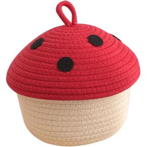 Rope Mushroom Basket Woven Pot Makeup Basket Decor Diaper Cotton Rope Baby To Weave