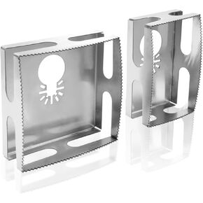 Murtenze 2PCS Stainless Steel Square Slot Cutter, Drywall Oscillating Tool Rectangle Precise Slot Cutter Socket Slot Cutter Carving One Step in Place for Wood, Plastic, Metal, Drywall(Silver)