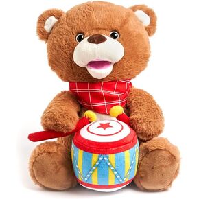 Cuddle Barn - Drummin' Billy | Animated Bear Stuffed Animal Musical Plush Toy Drums and Sings Along to Ants Go Marching and Five Little Bears, 11 inches