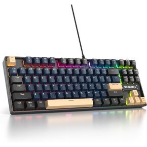 75% Mechanical Gaming Keyboard, 87 Keys Compact TKL Wired Linear red switches Detachable USB-C NKRO programmable Keys RGB Backlight Keyboard for Win/Mac/PS4/PS5/Xbox.（Large Carbon）
