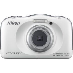 Nikon COOLPIX S33 Waterproof Digital Camera (White) - International Version (Renewed)