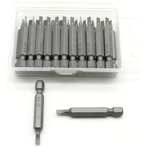 TMAX 50 pc 1/4 Inch Flat Impact Ready 1 Inch Length Slotted Screwdriver Insert Bit Hex Shank with Quick Release Slot