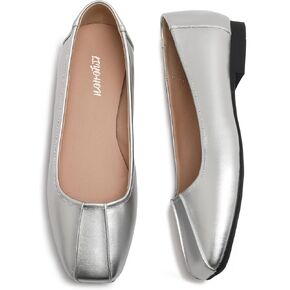 FRTROIN Square Toe Ballet Flats Dress Shoes for Women Comfortable Business Casual Work Shoes