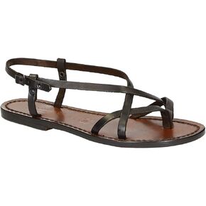 Women's Leather Sandals Handmade in Italy in Vintage Cuir