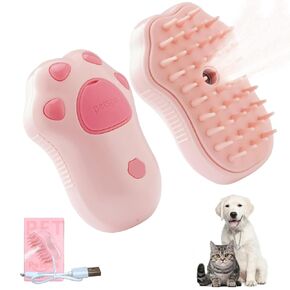 Pet Steam Brush, 3 In 1 Cat Steamy Brush, Multifunction Rechargeable Silicone Self-Cleaning Spray Cat Brush For Shedding, Cat Steam Brush, Dog Steam Brush, Pet Hair Cleaning Brush For Cat Dog