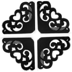4Pcs Hollow Out Flower Pattern Soft Baby Safe Corner Protector Baby Table Desk Corner Guard Children Safety Guards, Black