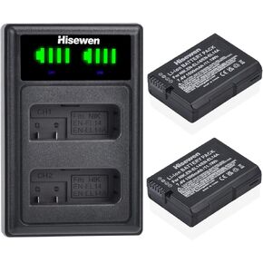 Hisewen EN-EL14 ENEL14a بطارية 1 حزمة وشاحن لنيكون D3200، D5600، D3100، D3500، D3400، D3300، DF DSLR، Coolpix P7800/P7700/P7100/P7000 الكاميرات. in Kuwait