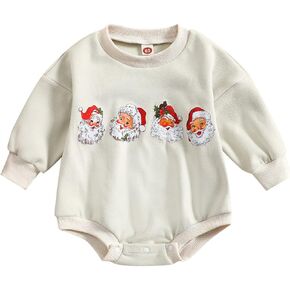 MoZiKQin Christmas Baby Girl Outfit Ruffle Sweatshirt Bubble Romper Pullover Sweater Jumpsuit Cute Fall Winter Clothes