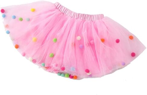 Baby Girls Tutu Dress Pom Pom Balls Soft Tulle Tutu Dress for Toddler Girls in Kuwait