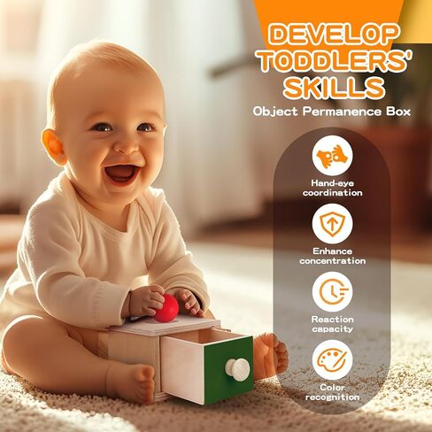 Montessori Educational Toys for Babies 7-12 Months, 7 in 1 Early Learning Educational Kit for Toddlers Gifts, Includes Spinning Drum, Permanent Box, Red Mirror Knob Puzzle, Hedgehog Rattle and More in Saudi Arabia