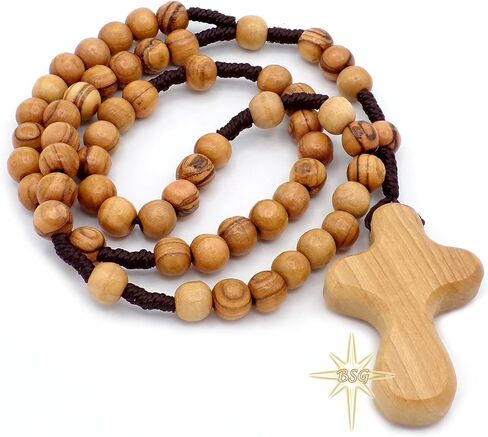 مسبحة خشب الزيتون من بيت لحم، الاسم المخصص، هدايا الأطفال، التأكيد، المناولة الأولى، المعمودية للبنين والبنات. مسبحة مسبحة (صليب النخيل بدون نقش) in Kuwait