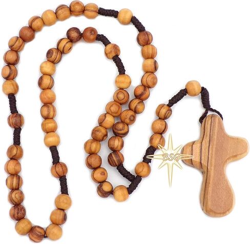 مسبحة خشب الزيتون من بيت لحم، الاسم المخصص، هدايا الأطفال، التأكيد، المناولة الأولى، المعمودية للبنين والبنات. مسبحة مسبحة (صليب النخيل بدون نقش) in Kuwait