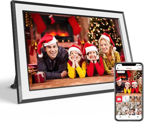 PRITOM Smart Digital Photo Frame WiFi with Removable Swivel Stand- 10.1'' Digital Picture Frame, HD, Touch,16 GB, Auto-Rotate, Share Photos or Videos via Email or App, (Black White) in Kuwait
