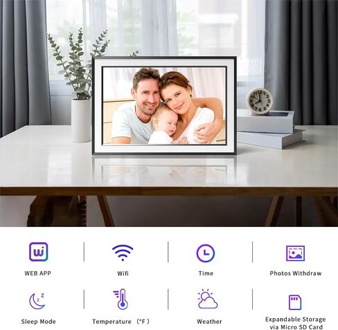PRITOM Smart Digital Photo Frame WiFi with Removable Swivel Stand- 10.1'' Digital Picture Frame, HD, Touch,16 GB, Auto-Rotate, Share Photos or Videos via Email or App, (Black White) in Kuwait