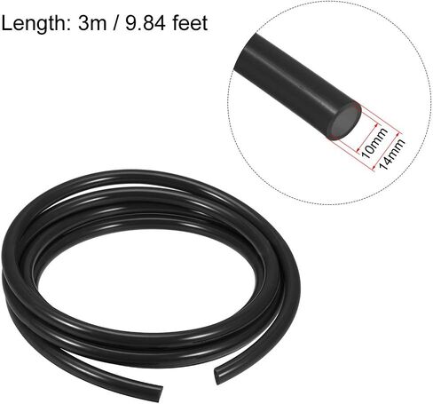 uxcell Pneumatic Air Tubing, 14mm OD x 10mm ID 3 Meter (118 Inch) Long PU Polyurethane Air Compressor Tubing Hose Pipe Black in Saudi Arabia