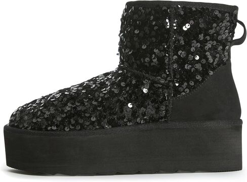 JustFab Classic Platform Snow Boots for Women Genuine Suede Leather, Ankle Boots Winter Boots with Memory Foam Insole Lightweight Anti-Slip Outsole for Outdoor Indoor in Saudi Arabia