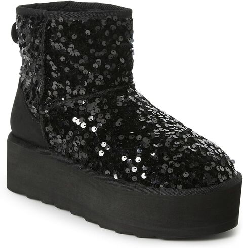 JustFab Classic Platform Snow Boots for Women Genuine Suede Leather, Ankle Boots Winter Boots with Memory Foam Insole Lightweight Anti-Slip Outsole for Outdoor Indoor in Saudi Arabia