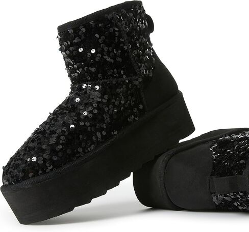 JustFab Classic Platform Snow Boots for Women Genuine Suede Leather, Ankle Boots Winter Boots with Memory Foam Insole Lightweight Anti-Slip Outsole for Outdoor Indoor in Saudi Arabia