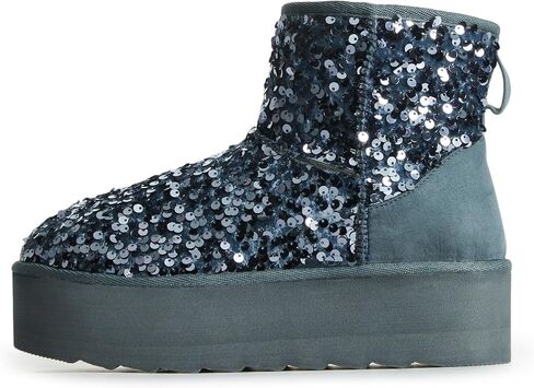 JustFab أحذية ثلج كلاسيكية للنساء من جلد سويدي أصلي، أحذية شتوية للكاحل مع نعل داخلي من إسفنج الذاكرة ونعل خارجي خفيف الوزن مضاد للانزلاق للاستخدام في الأماكن الخارجية والداخلية in Kuwait