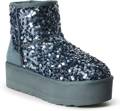 JustFab أحذية ثلج كلاسيكية للنساء من جلد سويدي أصلي، أحذية شتوية للكاحل مع نعل داخلي من إسفنج الذاكرة ونعل خارجي خفيف الوزن مضاد للانزلاق للاستخدام في الأماكن الخارجية والداخلية in Kuwait