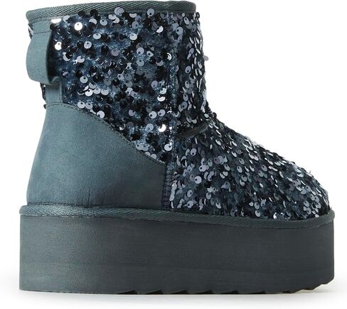 JustFab أحذية ثلج كلاسيكية للنساء من جلد سويدي أصلي، أحذية شتوية للكاحل مع نعل داخلي من إسفنج الذاكرة ونعل خارجي خفيف الوزن مضاد للانزلاق للاستخدام في الأماكن الخارجية والداخلية in Kuwait