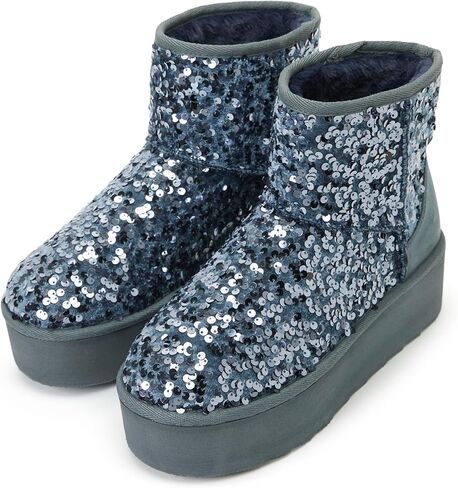 JustFab أحذية ثلج كلاسيكية للنساء من جلد سويدي أصلي، أحذية شتوية للكاحل مع نعل داخلي من إسفنج الذاكرة ونعل خارجي خفيف الوزن مضاد للانزلاق للاستخدام في الأماكن الخارجية والداخلية in Kuwait