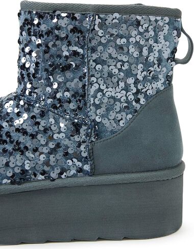 JustFab أحذية ثلج كلاسيكية للنساء من جلد سويدي أصلي، أحذية شتوية للكاحل مع نعل داخلي من إسفنج الذاكرة ونعل خارجي خفيف الوزن مضاد للانزلاق للاستخدام في الأماكن الخارجية والداخلية in Kuwait