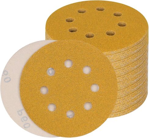 5 Inch 8 Hole Hook and Loop Sanding Discs 220 Grit Random Orbit Sandpaper, for Woodworking or Automotive, 100 PCS in Kuwait